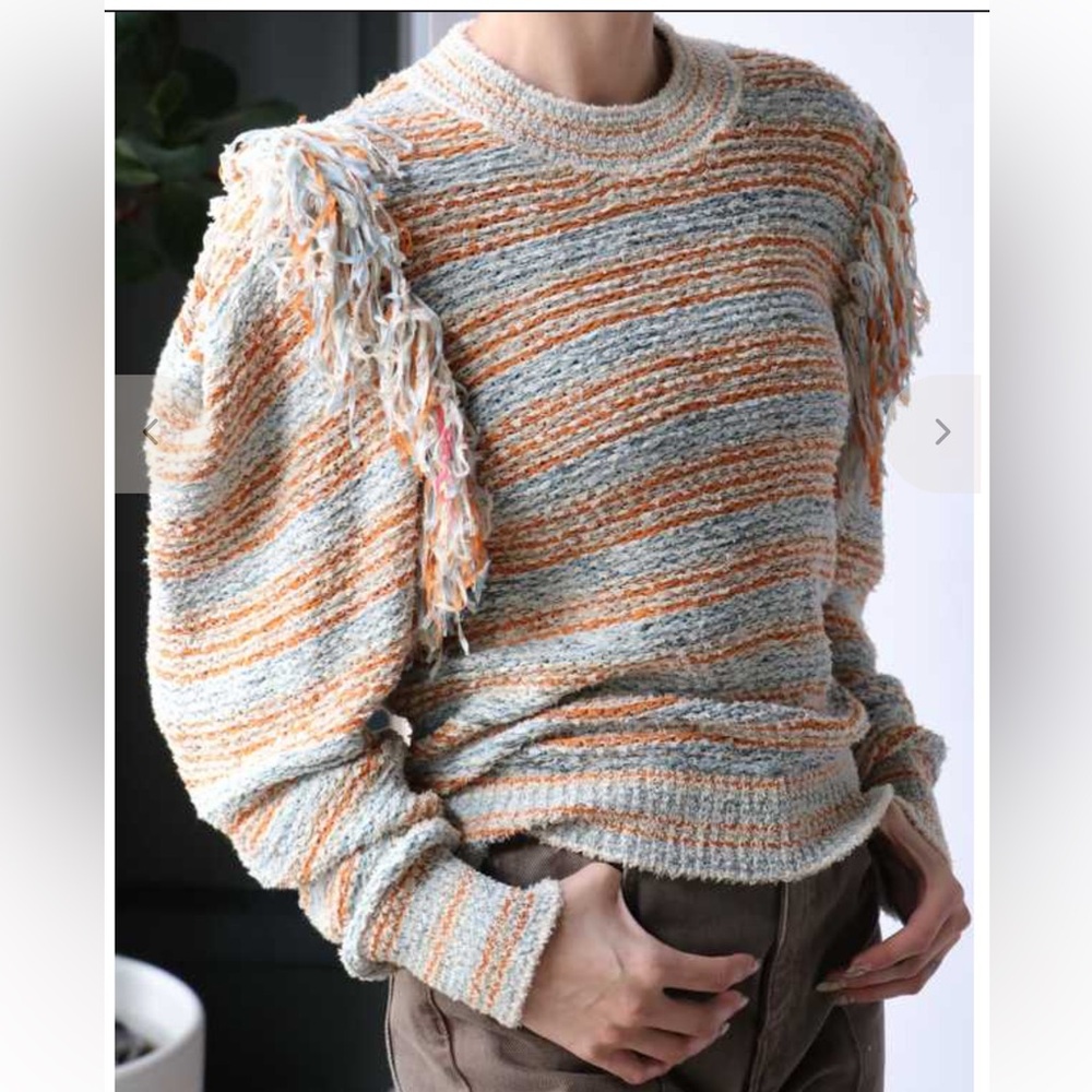 NWT Ulla Johnson Arquette Fringe detail Sweater in Lily Size M - Picture 5 of 16